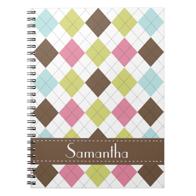 Argyle Diamond Stitch Sweater Spiral Notebook (Front)
