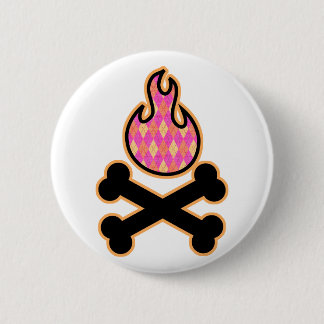 Argyle Flame and Crossbones 6 Cm Round Badge