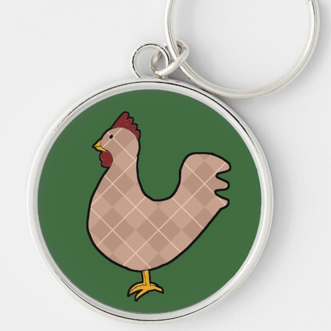 Argyle Folk Art Rooster Keychain (Front)