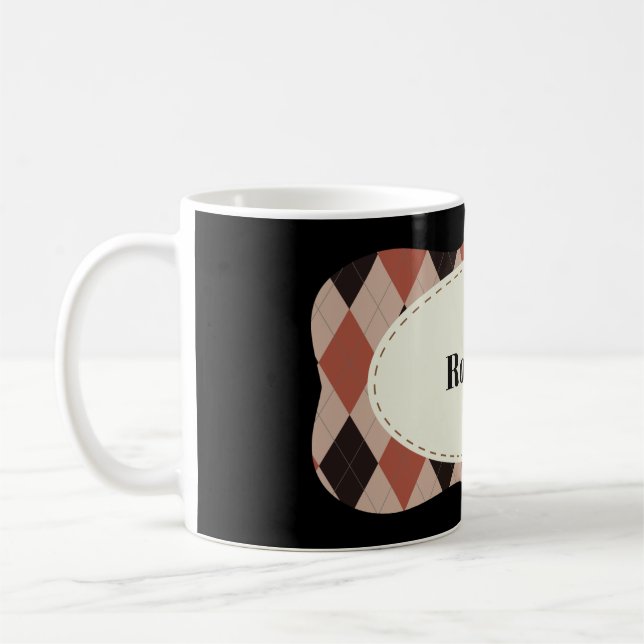 Argyle Frame Customisable Coffee Mug (Left)