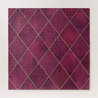 Argyle geometric plaid: watercolor gold jigsaw puzzle