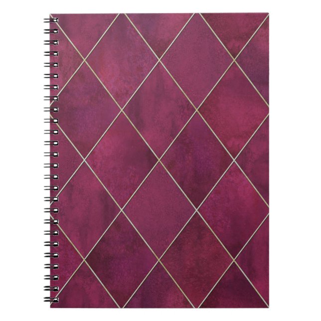 Argyle geometric plaid: watercolor gold notebook (Front)