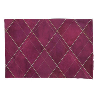 Argyle geometric plaid: watercolor gold pillowcase