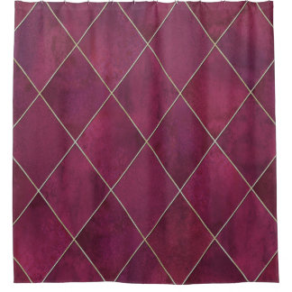 Argyle geometric plaid: watercolor gold shower curtain