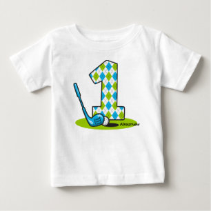 Argyle Golf 1st Birthday Personalised Baby T-Shirt