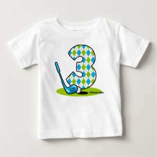 Argyle Golf 3rd Birthday Personalised Baby T-Shirt