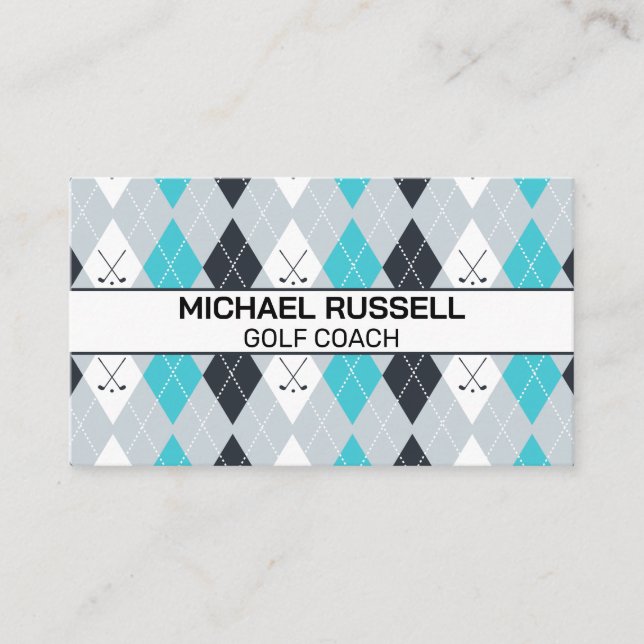 Argyle Golf Clubs Pattern Business Card (Front)