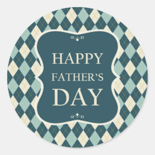 Argyle Happy Father's Day Classic Round Sticker