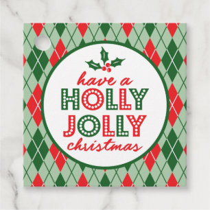 Argyle Have A Holly Jolly Christmas (Green / Red) Favour Tags