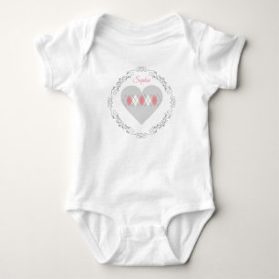 Argyle Hearts Emblem Pink Baby Bodysuit