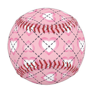 Argyle Hearts: Pink and White Baseball