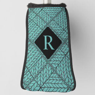 ARGYLE KNIT Golf Putter Cover + Initial II / Teal