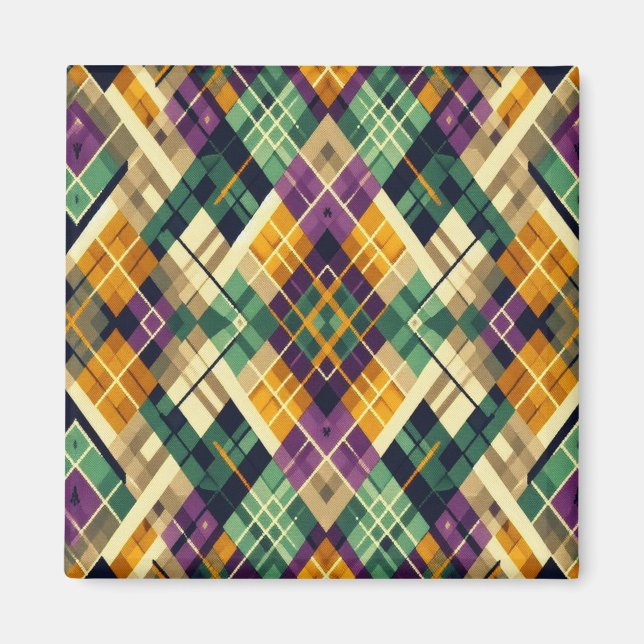 Argyle Mardi Gras yellow purple green Magnet (Front)