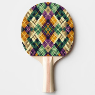 Argyle Mardi Gras yellow purple green Ping Pong Paddle