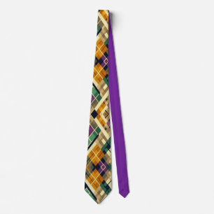 Argyle Mardi Gras yellow purple green Tie