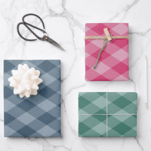 Argyle Pattern Dark Teal Bottle Green Raspberry Wrapping Paper Sheet