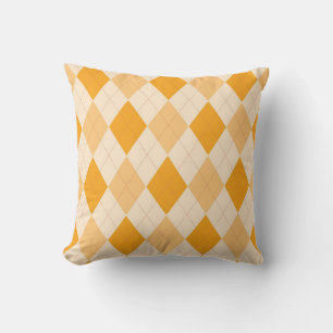 Argyle Pattern Diamond Design Geometric Orange Cushion