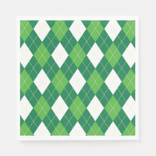 Argyle Pattern, Green and White Napkin