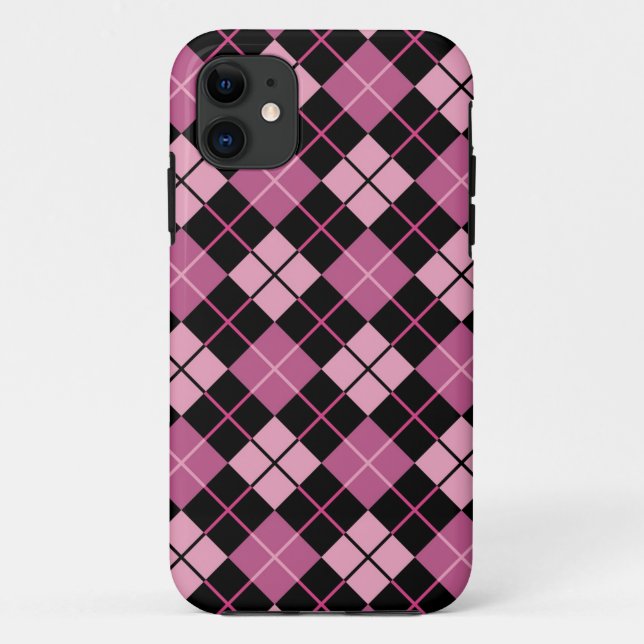 Argyle Pattern in Black and Pink Case-Mate iPhone Case (Back)