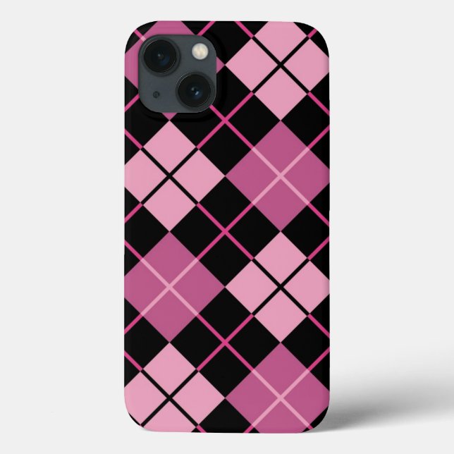 Argyle Pattern in Black and Pink Case-Mate iPhone Case (Back)