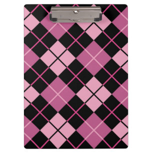 Argyle Pattern in Black and Pink Clipboard