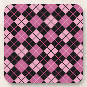 Argyle Pattern in Black and Pink Coaster