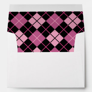 Argyle Pattern in Black and Pink Envelopes
