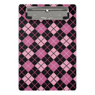 Argyle Pattern in Black and Pink Mini Clipboard