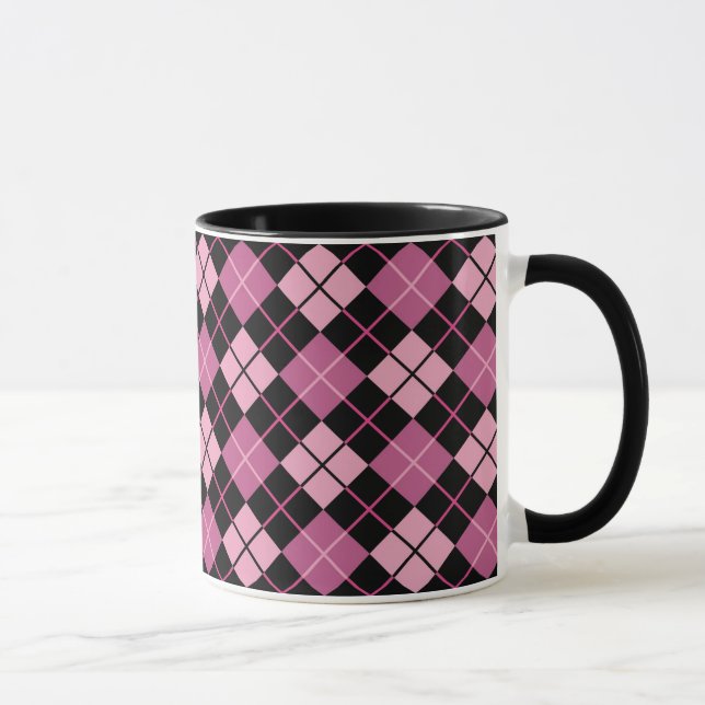 Argyle Pattern in Black and Pink Mug (Right)