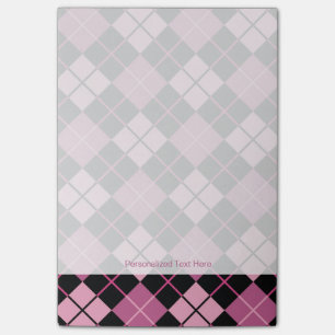 Argyle Pattern in Black and Pink Post-it Notes