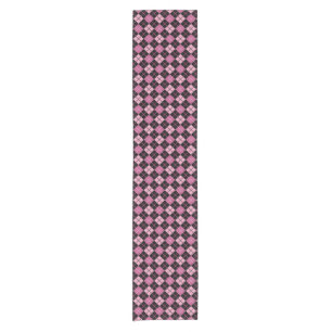 Argyle Pattern in Black and Pink Short Table Runner