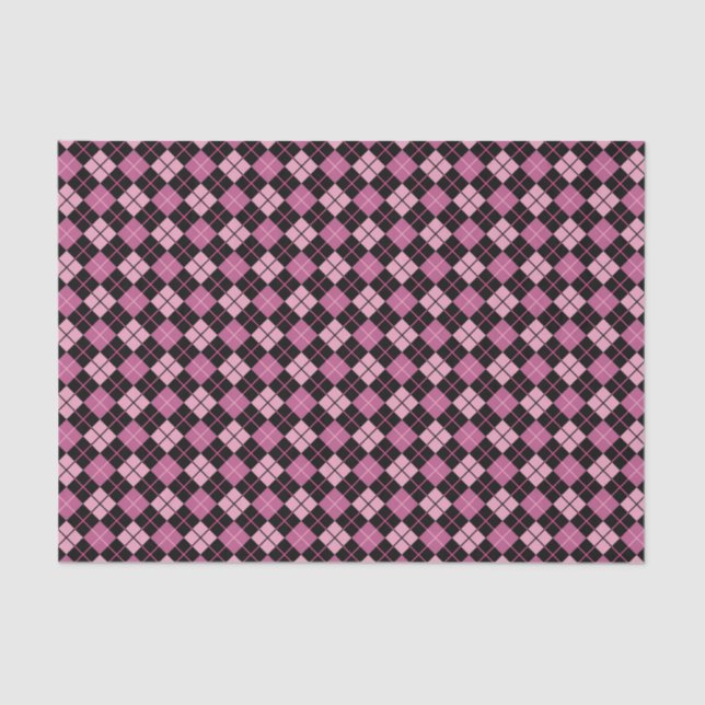 Argyle Pattern in Black and Pink Tissue Paper (Front)