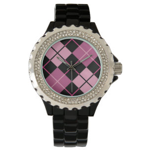 Argyle Pattern in Black and Pink Watch