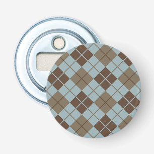 Argyle Pattern in Blue and Taupe Bottle Opener