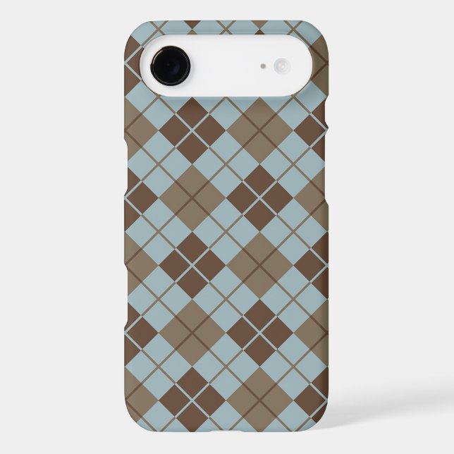 Argyle Pattern in Blue and Taupe Case-Mate iPhone Case (Back)