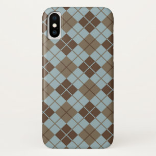 Argyle Pattern in Blue and Taupe Case-Mate iPhone Case