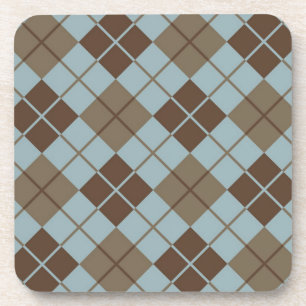 Argyle Pattern in Blue and Taupe Coaster