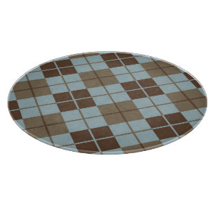 Argyle Pattern in Blue and Taupe Cutting Board