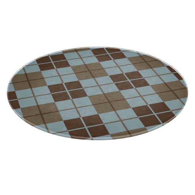 Argyle Pattern in Blue and Taupe Cutting Board (Corner)