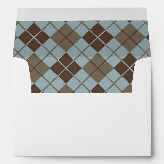Argyle Pattern in Blue and Taupe Envelopes (Back (Bottom))