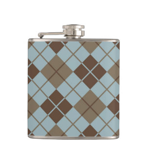 Argyle Pattern in Blue and Taupe Hip Flask