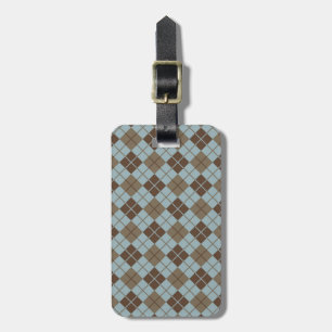 Argyle Pattern in Blue and Taupe Luggage Tag