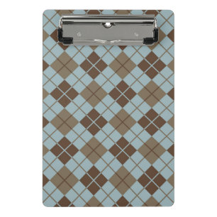 Argyle Pattern in Blue and Taupe Mini Clipboard