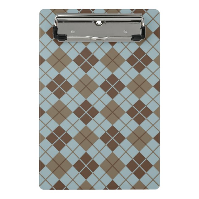 Argyle Pattern in Blue and Taupe Mini Clipboard (Front)
