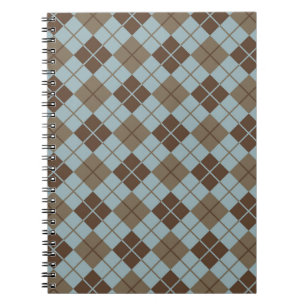 Argyle Pattern in Blue and Taupe Notebook
