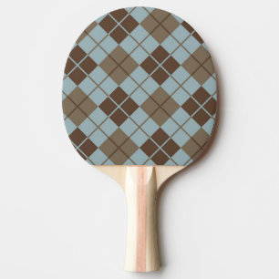 Argyle Pattern in Blue and Taupe Ping Pong Paddle