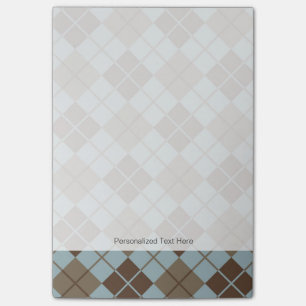 Argyle Pattern in Blue and Taupe Post-it Notes