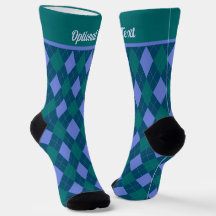Argyle pattern in blues and greens - your text on