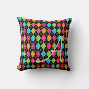 Argyle Pattern Multi Colour Diamonds Initial Cushion