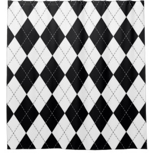 Argyle pattern seamless in black and white. Geomet Shower Curtain